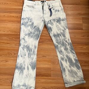 Cult of Individuality Men's Blue and White Tie-Dye Jeans
